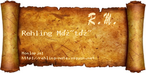 Rehling Máté névjegykártya