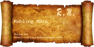 Rehling Máté névjegykártya